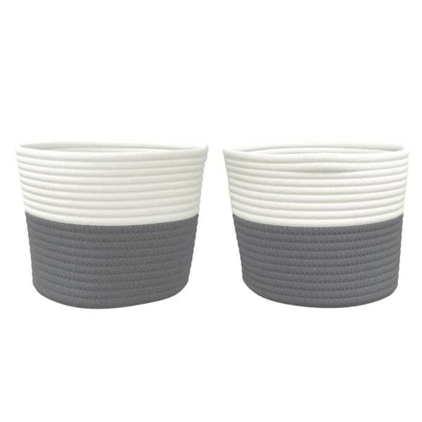 Maison Exclusive - Förvaringskorgar 2 st grå och vit Ø24x18 cm bomull Grå och vit