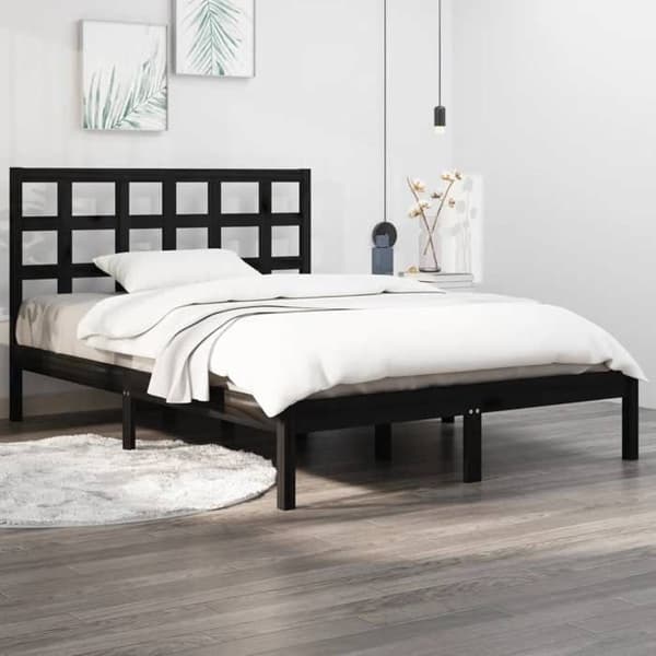 Maison Exclusive - Sengestel uden madras sort 140x190 cm massivt træ Svart