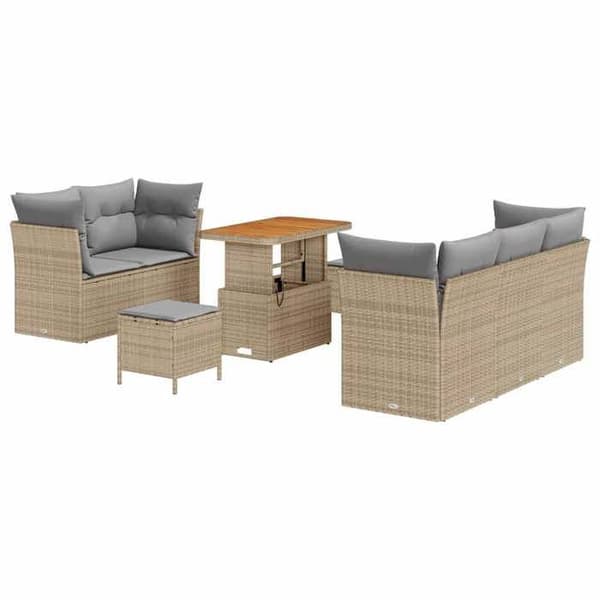 Maison Exclusive - 8 osan beige polyrottinkinen puutarhakalustesetti