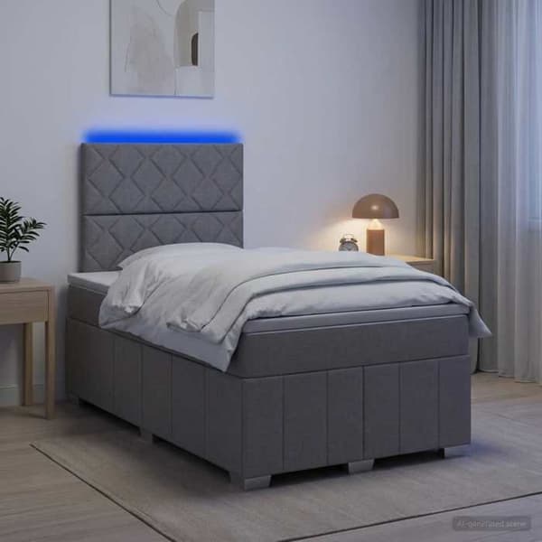 Lys boxspring - MAISON EXCLUSIVE - Maison Exclusive - Indbygget LED - Lys grå 120x190 cm - Pocketfjedermadras Ljusgrått