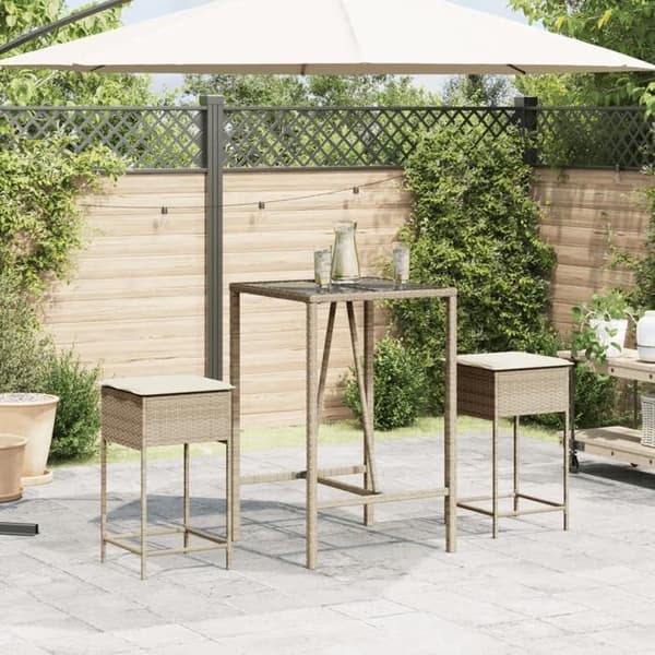 Barstole til haven - EKSKLUSIV HUS - Barstol til haven - Beige - Poly rattan - Sæt med 2 beige
