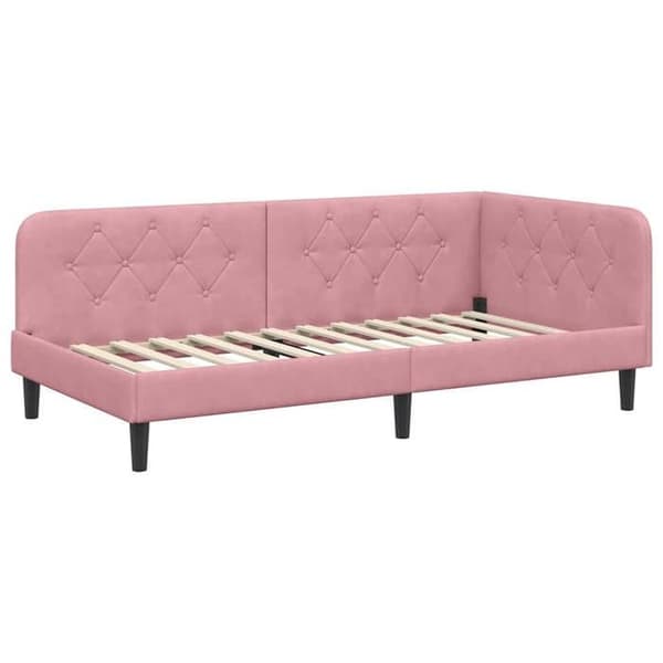 Maison Exclusive - Hörnsängram Rosa 100 x 200 cm Sammet