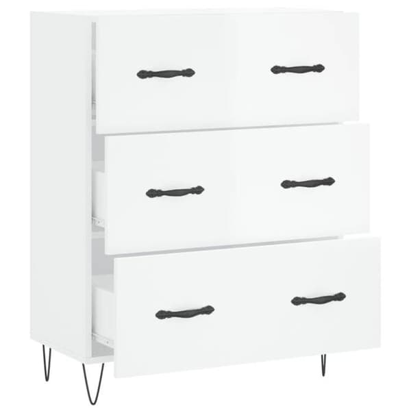 Maison Exclusive - Buffé Vit glänsande 69,5x34x90 cm Ingenjörsträ