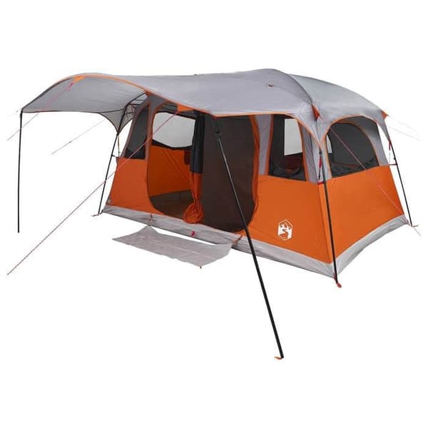 Tältunnel - EXKLUSIVT HUS - 10 platser - Polyester & stål - Grå och orange - Fällbar, lätt att montera