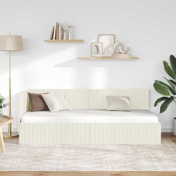 Maison Exclusive - Vinkel sengestel Creme 80 cm x 200 cm Velour