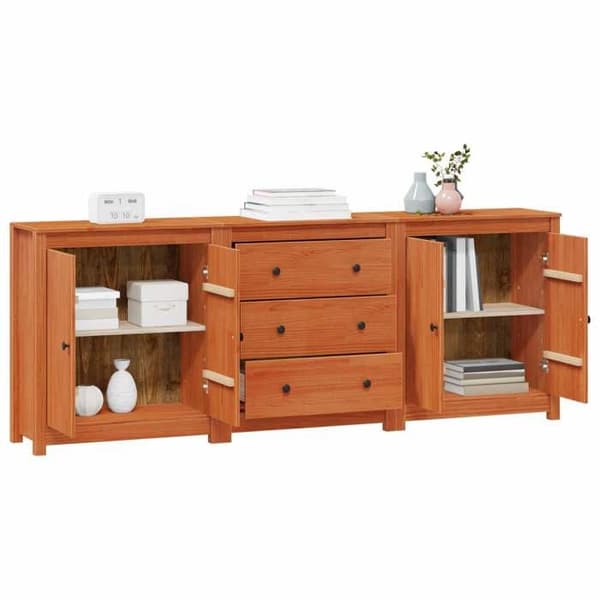 Maison Exclusive - Buffé 3 delar Brun Ciré 210 x 35 x 80 cm Massivt trä Brun Ciré