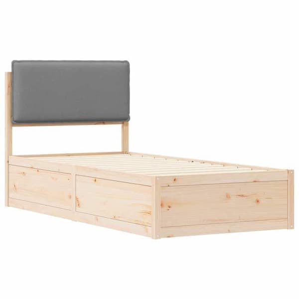 Maison Exclusive - Sänkykehys pehmustetulla päädyllä, vaaleanharmaa 80 x 200 cm Ljusgrått