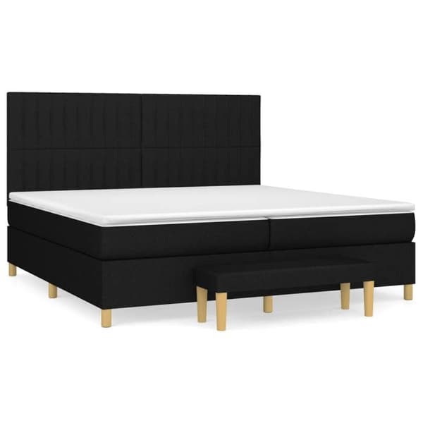 Maison Exclusive - Sengebund med lameller og madras sort 200x200 cm stof