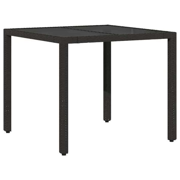 Sæt med bord og stole - EKSKLUSIV HUS - 5 dele - Sort - Poly rattan - Tempereret glasplade Svart