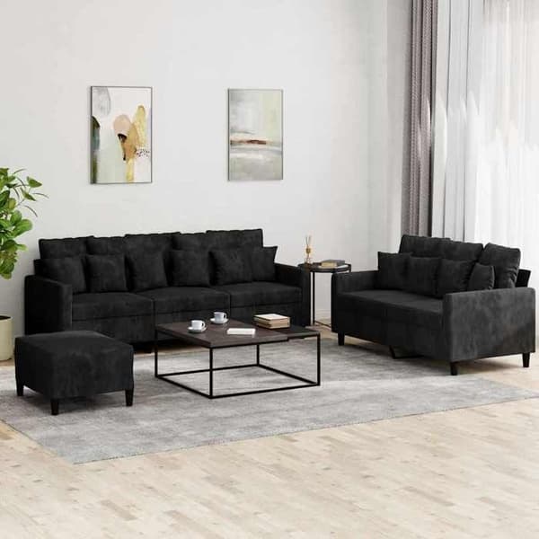 Maison Exclusive - Sæt af 3 sofaer med puder i sort velour