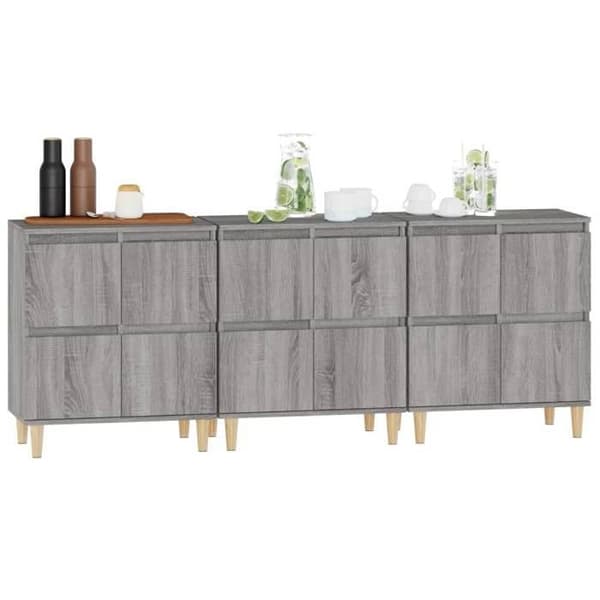 Maison Exclusive - Bufféer 3 st sonoma grå 60x35x70 cm ingenjörsträ