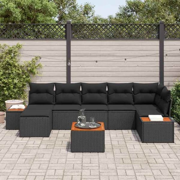 Havemøbler - MAISON EXCLUSIVE - Modulerbar - 8 dele - Sort - UV-bestandig poly rattan Svart