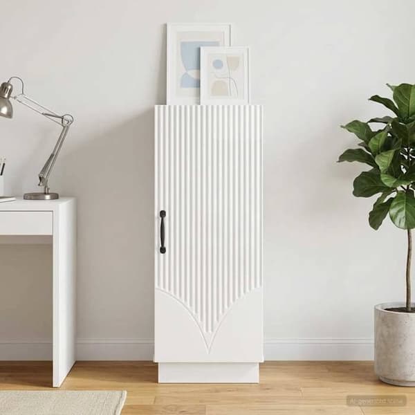 Buffet bas - EKSKLUSIVT HUS - 33 x 34,5 x 87 cm - Hvid glans - Ingeniørtræ - Stort opbevaring Vit