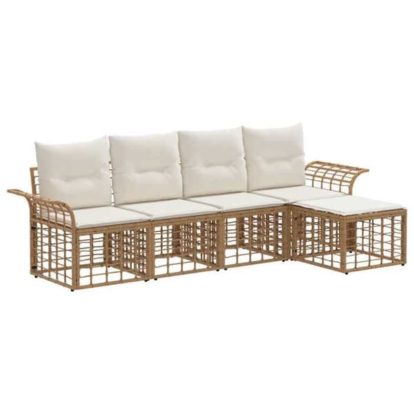 Maison Exclusive - Sæt af 5 pc udendørs sofaer Hvid Naturlig og Creme