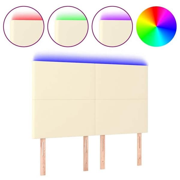 Maison Exclusive - LED Hovedgærde Creme 144x5x118/128 cm Simililæder