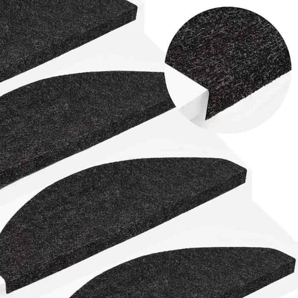 Maison Exclusive - Selvklæbende trappetæpper 15 stk 56x17x3 cm Sort Svart