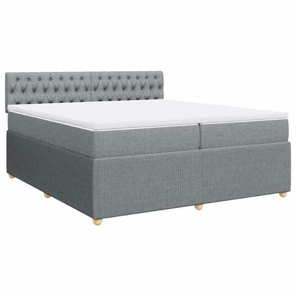 Maison Exclusive - Seng med lamelbund og madras Lys grå 200x200cm Stof