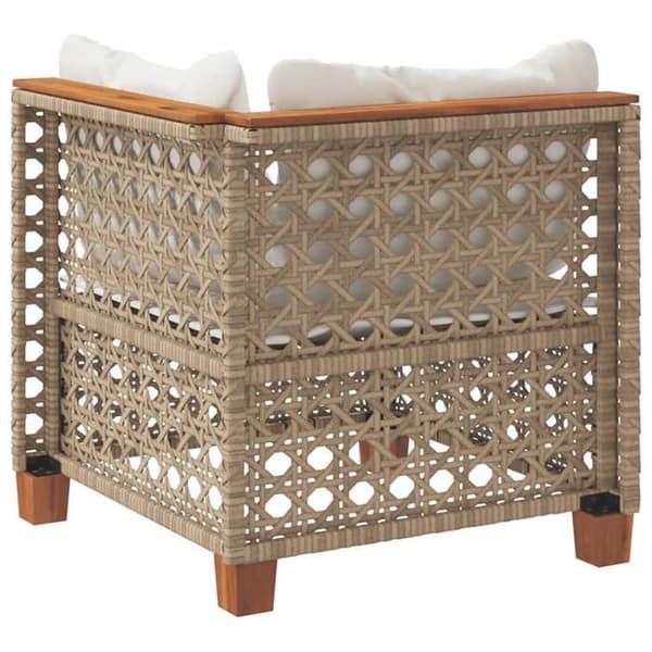 Maison Exclusive - U-formad trädgårdsoffa med beige kuddar i flätad resin