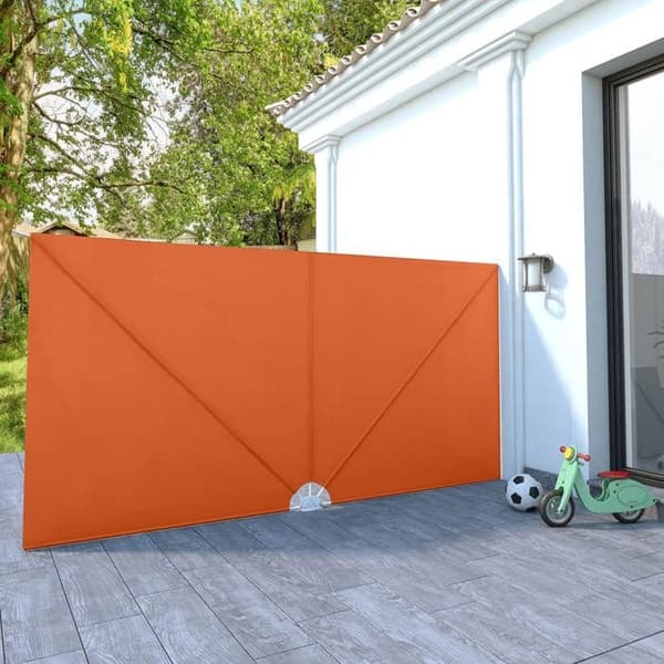 Foldbart sideafdækning - EKSKLUSIV HUS - 400x200 cm - Terracotta - Foldbar - Pulverlakeret stål Terrakotta