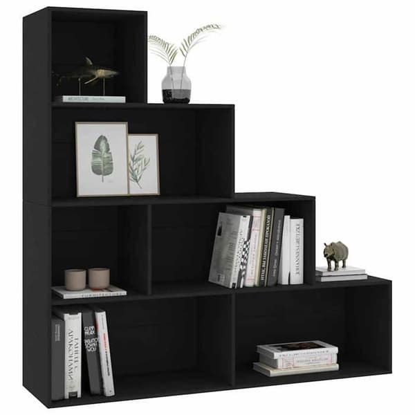 Maison Exclusive - Bibliotek/Rumseparator Sort Ingeniørtræ
