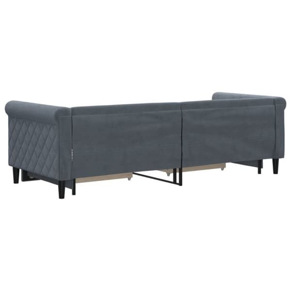 Seng i dag - EKSKLUSIV HUS - 80x200 cm - Sovesofa - 2 opbevaringsskuffer - Grå velour