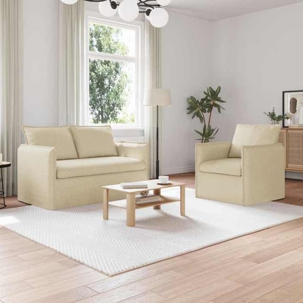 Maison Exclusive - 2 kpl sohvasetti, kerma, kangas Grädde