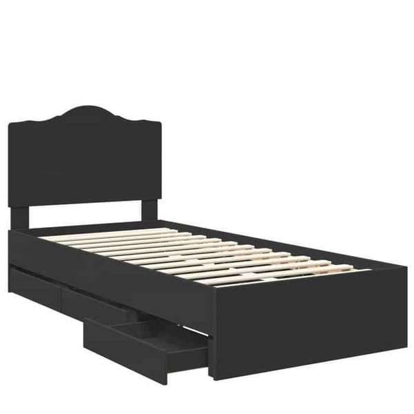 Maison Exclusive - Sängram med låda Svart 75 x 190 cm Ingenjörsträ