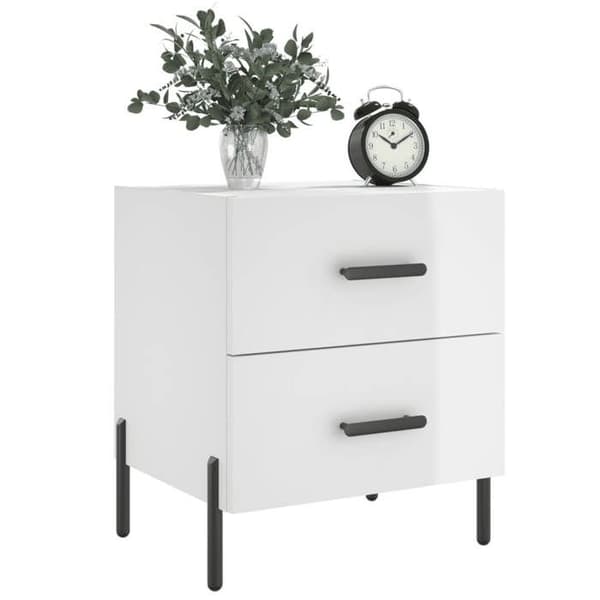 Maison Exclusive - Sängbord 2 st vit glänsande 40x35x47,5 cm Strålande vit