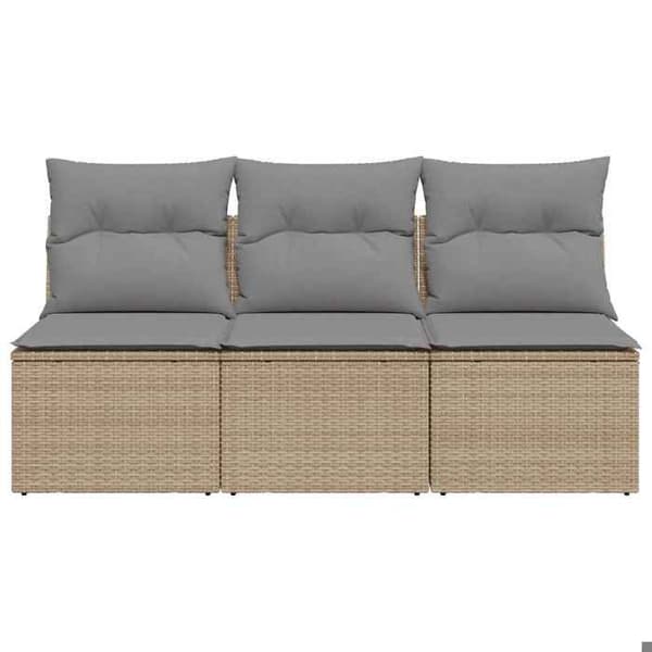 Maison Exclusive - Trädgårdsoffa med kuddar 3 platser beige flätad resin beige
