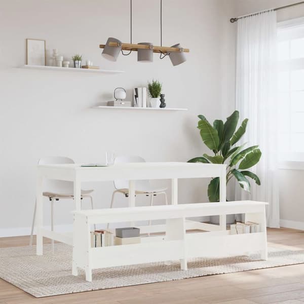 Maison Exclusive - Valkoinen eteispankki 160x28x45 cm massiivipuusta Vit