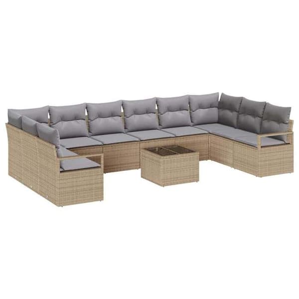 Trädgårdsmöbler - EXKLUSIVT HUS - Modulärt set - Beige - Poly rattan & polyester - Justerbart bord