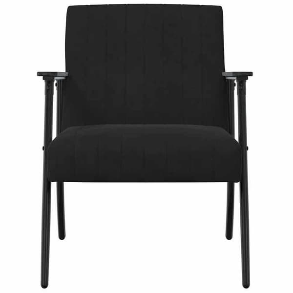 Stol - EKSKLUSIV HUS - Sort velour - Høj densitet skum - Krydsfiner & stål ramme - Moderne Svart