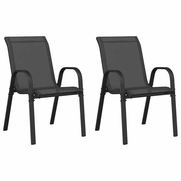 Maison Exclusive - Stapelbara trädgårdsstolar set om 2 Svart Textilene Svart