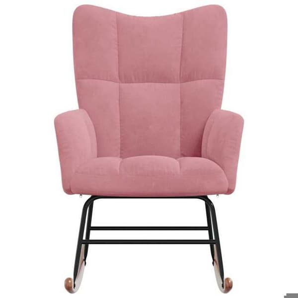 Maison Exclusive - Vaaleanpunainen samettinen keinutuoli