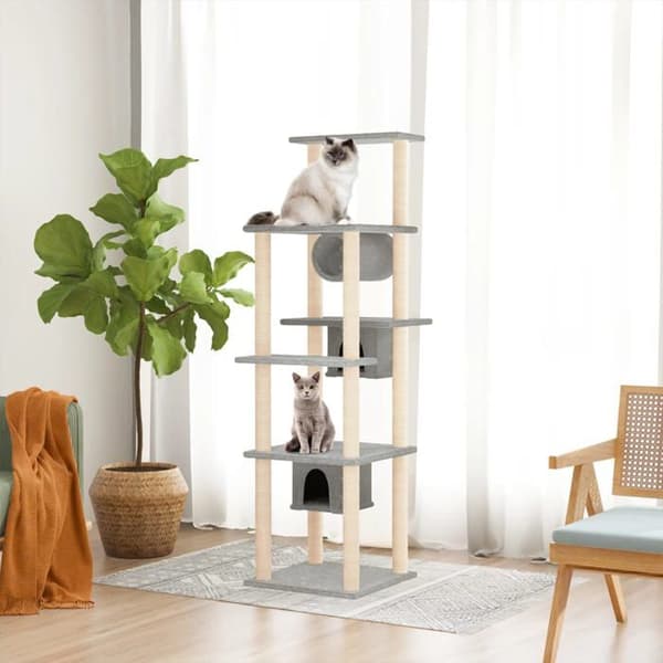 Maison Exclusive - Kattträd med sisal klöstrumpor Ljusgrå 169 cm ljusgrått