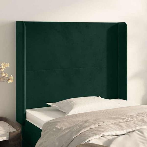Maison Exclusive - Päätylevy korvilla Tummanvihreä 93x16x118/128 cm Sametti Mörkgrön