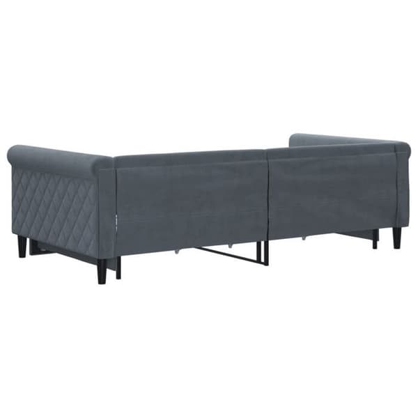 Päivävuode - EXCLUSIVE KOTI - 100x200 cm - Harmaa sametti - 2-in-1 vuode - 2 säilytyslaatikkoa