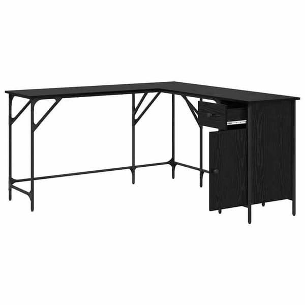 Maison Exclusive - Kontor Sort egetræ Ingeniørtræ 141 x 141 x 75 cm svart ek