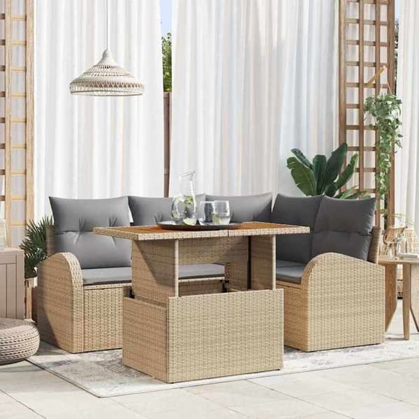 Maison Exclusive - 5 osan beige ja vaaleanharmaa puutarhakalustesarja