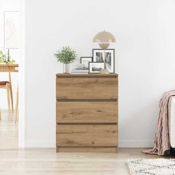 Maison Exclusive - Buffet i massivt egetræ 60 x 35 x 76 cm ingeniørtræ