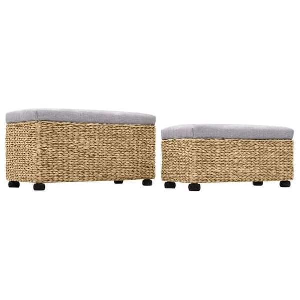 Maison Exclusive - Set med 2 bänkar Vattenhyacint Grå Grå (kuddar)