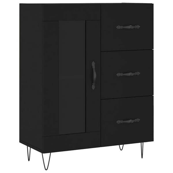 Maison Exclusive - Sort buffet 69,5x34x90 cm ingeniørtræ