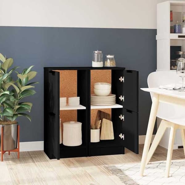 Maison Exclusive - Buffet 2 stk sort 30x30x70 cm ingeniørtræ