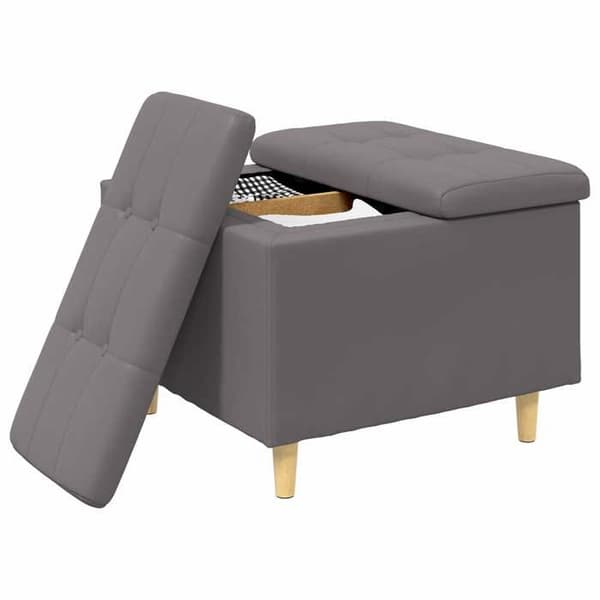 Maison Exclusive - Ottoman med förvaring Grå 60 x 60 x 45 cm Syntetläder