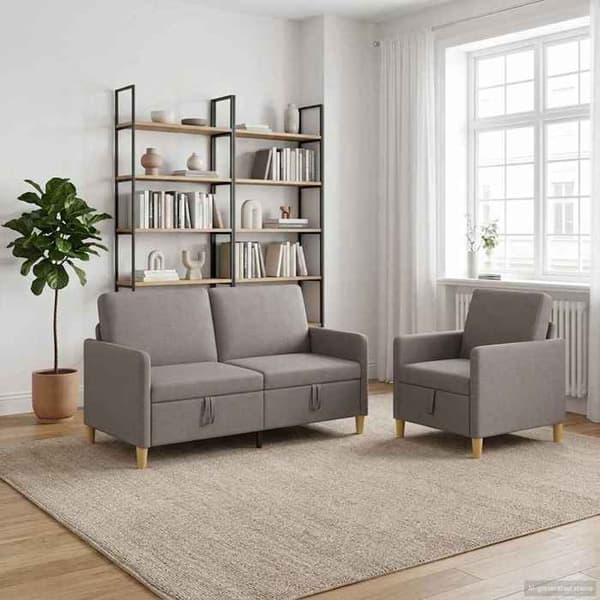 Maison Exclusive - Soffa med förvaring 2 st Taupe Polyester