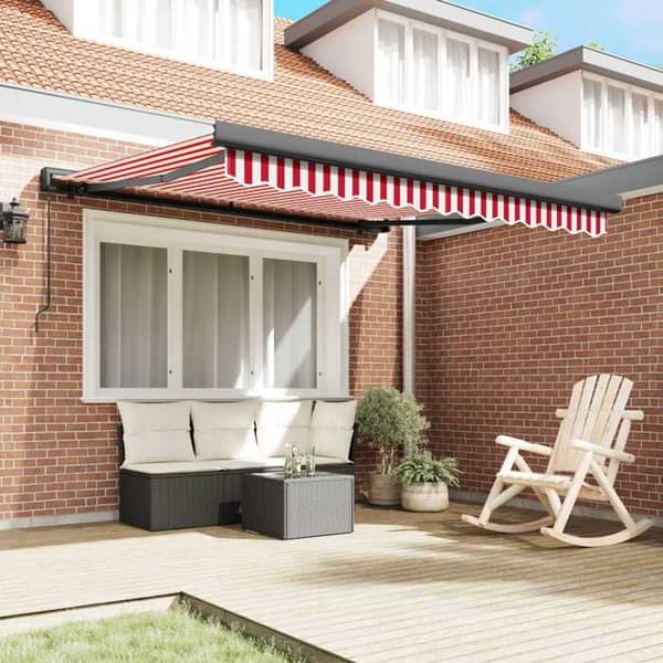 Maison Exclusive - Fällbart tak i röd och vit 300 x 250 cm