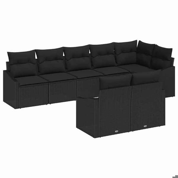 Maison Exclusive - 8 osan puutarhakalustesetti, musta polyrottinki
