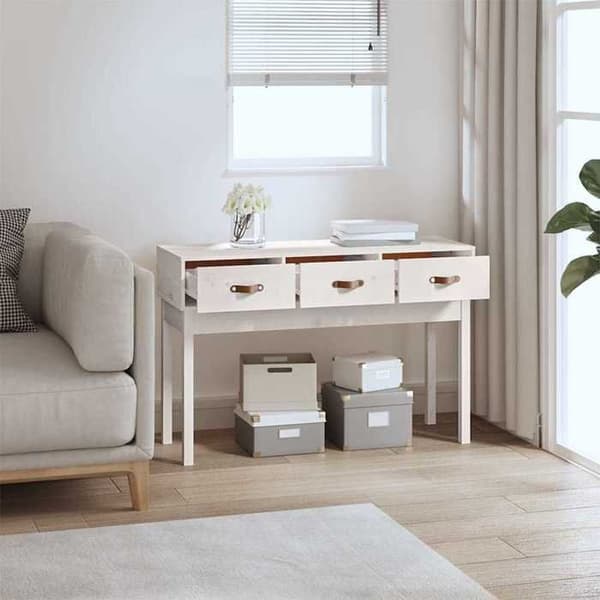 Maison Exclusive - Konsolbord Vit 114x40x75 cm Massivt furu Vit