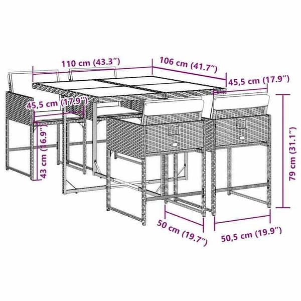 Maison Exclusive - Trädgårdsset 5 delar med grå kuddar i flätad resin