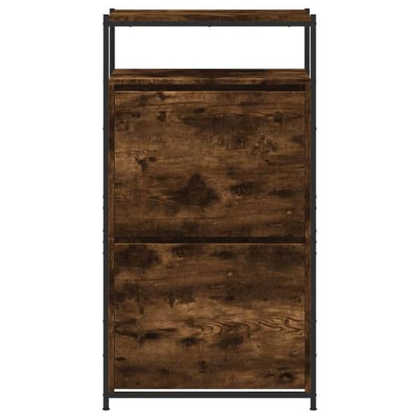 Skoark - MAISON EXCLUSIVE - 60x34x112 cm - Røget eg - 2 klaplåger - Kompakt design Rökt ek
